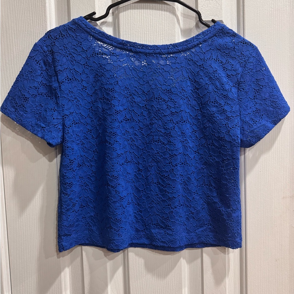 Express Blue Lace Women Top - Picture 2 of 6